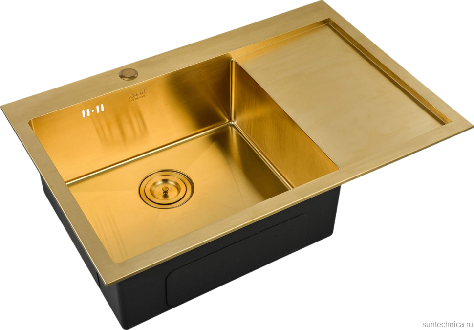 Комплект Мойка Zorg Inox PVD SZR-7851-L Bronze + Смеситель Sanitary SZR-3216 Bronze бронза + Измельчитель Bort Titan 5000
