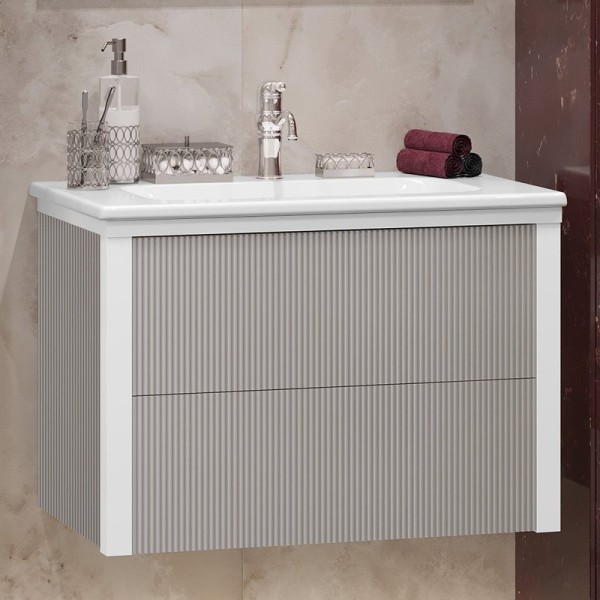 Тумба под раковину Opadiris Рубинно 80 глянцевая серая