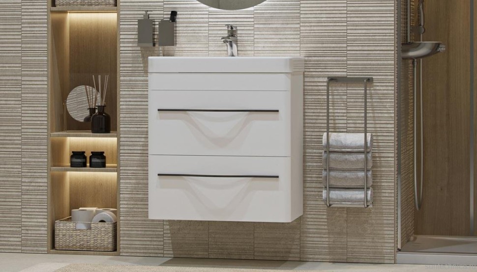 Тумба под раковину Velvex Jill 60 белая матовая