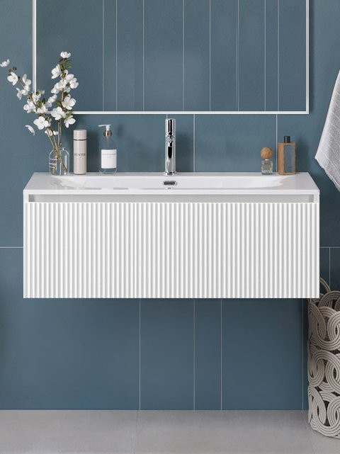 Тумба с раковиной BelBagno Uno 100 подвесная, 1 ящик, bianco opaco