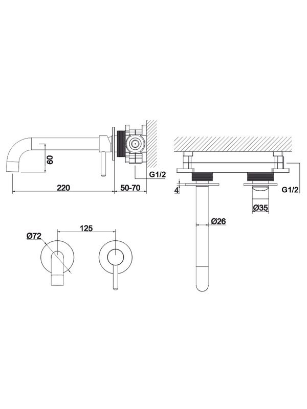 Смеситель для раковины WHITECROSS Y Y1215CPB С ВНУТРЕННЕЙ ЧАСТЬЮ, брашированная медь