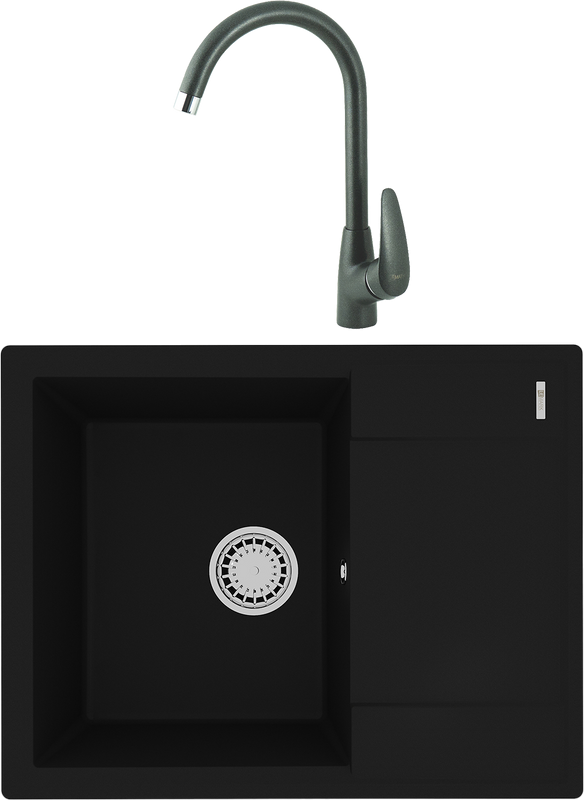 Комплект Мойка Lemark Imandra 640 9910019 антрацит + Смеситель Linara LM0405PAN антрацит