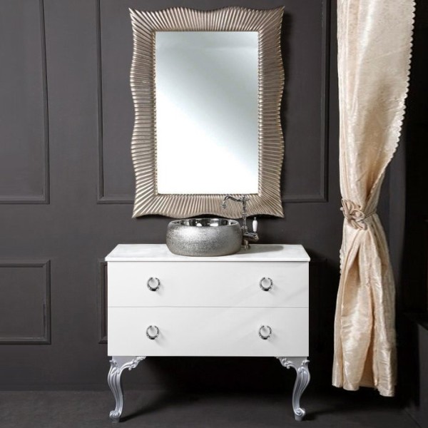 Мебель для ванной комнаты Armadi Art NeoArt 100 белая с ручками Drop хром, с ножками