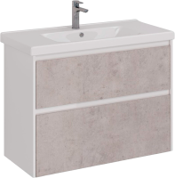 Тумба с раковиной Lemark Combi 100 бетон, белая глянцевая