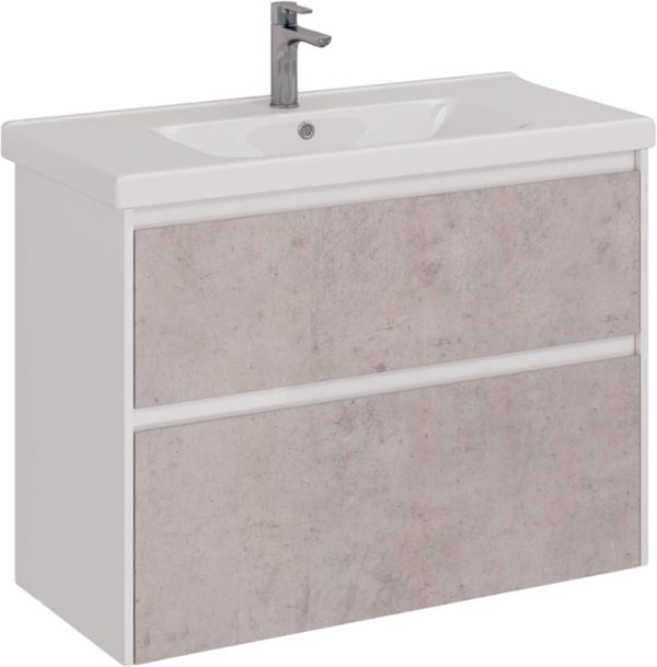 Тумба с раковиной Lemark Combi 100 бетон, белая глянцевая