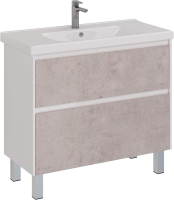 Тумба с раковиной Lemark Combi 100 бетон, белая глянцевая