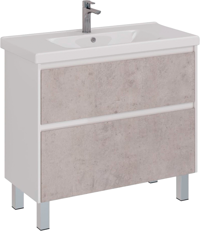 Тумба с раковиной Lemark Combi 100 бетон, белая глянцевая