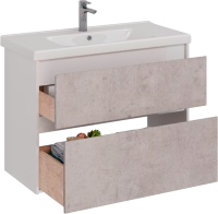 Тумба с раковиной Lemark Combi 100 бетон, белая глянцевая