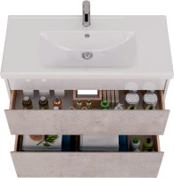 Тумба с раковиной Lemark Combi 100 бетон, белая глянцевая