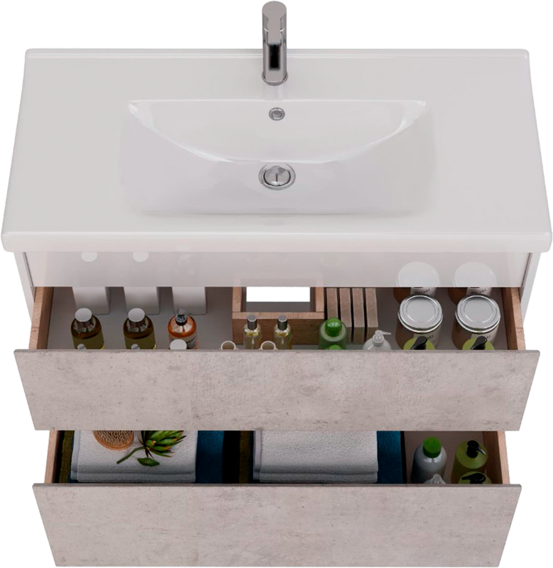 Тумба с раковиной Lemark Combi 100 бетон, белая глянцевая