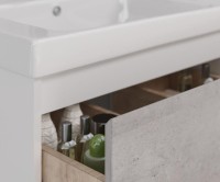 Тумба с раковиной Lemark Combi 100 бетон, белая глянцевая