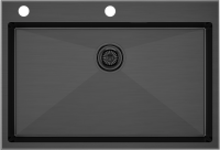 Комплект Мойка Paulmark Kroner-Edge PM777551-GM вороненая сталь + Измельчитель Intenso