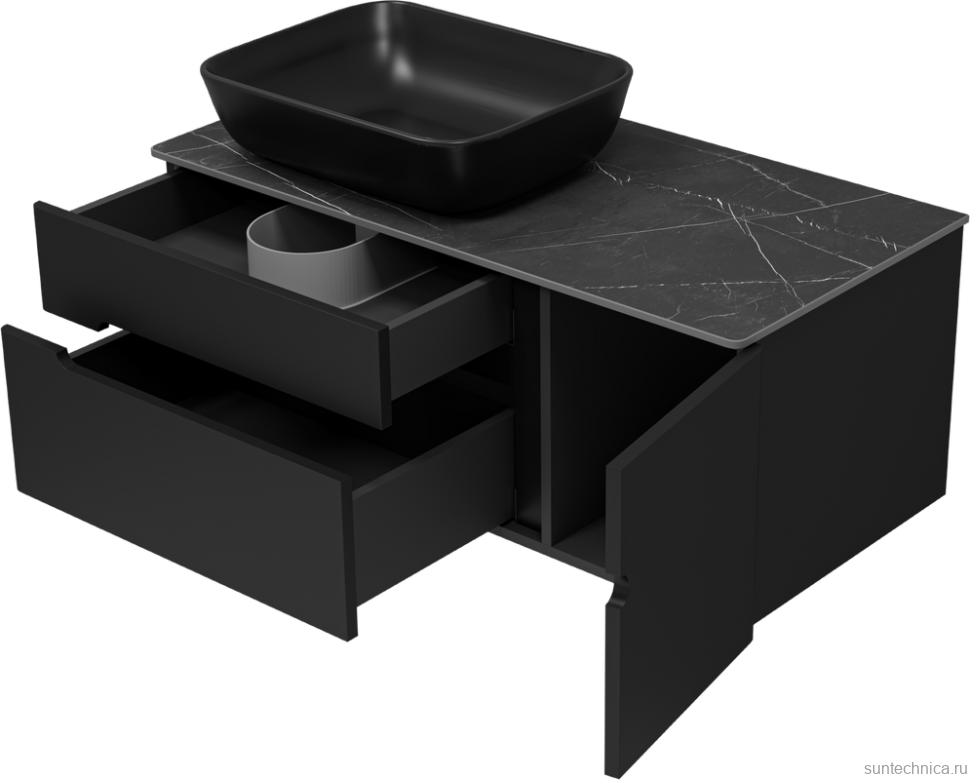 Тумба с раковиной Misty Роял 100 черная