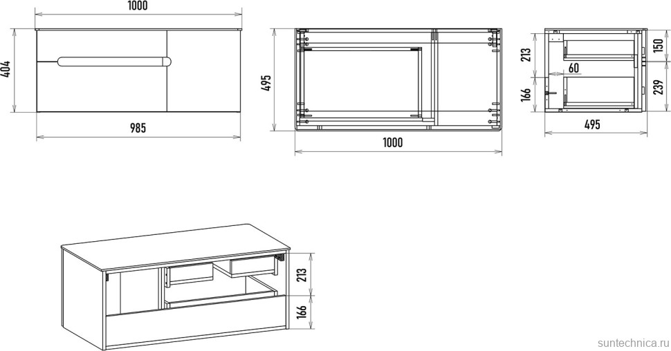Тумба с раковиной Misty Роял 100 черная