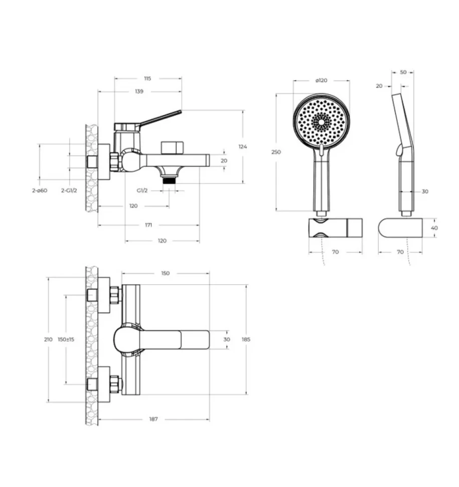 Смеситель для ванны с душем BelBagno Albano ALBANO-VASM-CRM хром