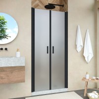 Душевая дверь в нишу Vegas Glass E2P Novo 95 02М 10 профиль черный матовый, стекло сатин