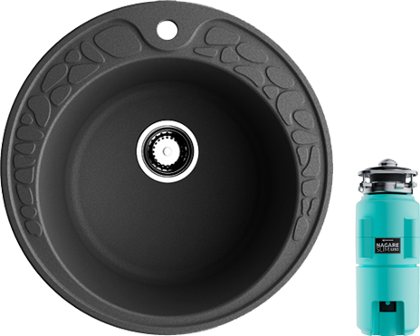 Комплект Мойка Omoikiri Tovada 51-GR leningrad grey + Измельчитель Nagare slim 1250-AZ azur blue