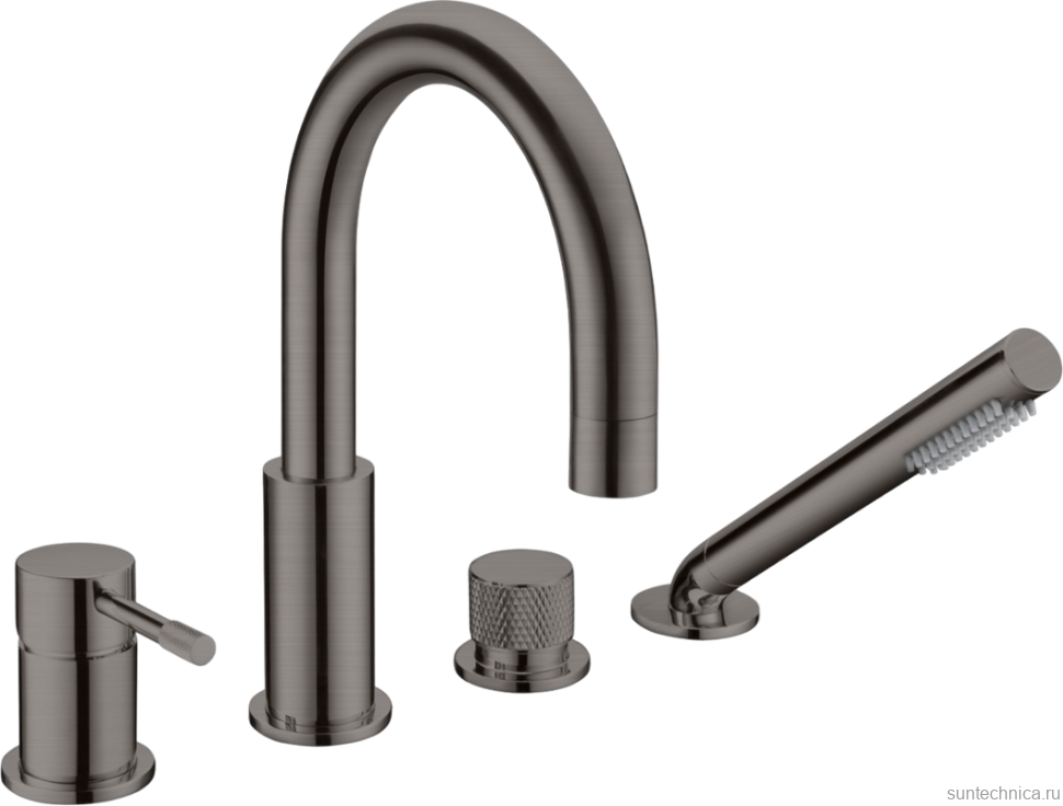 Смеситель на борт ванны Boheme Uno 460-GM gun metal