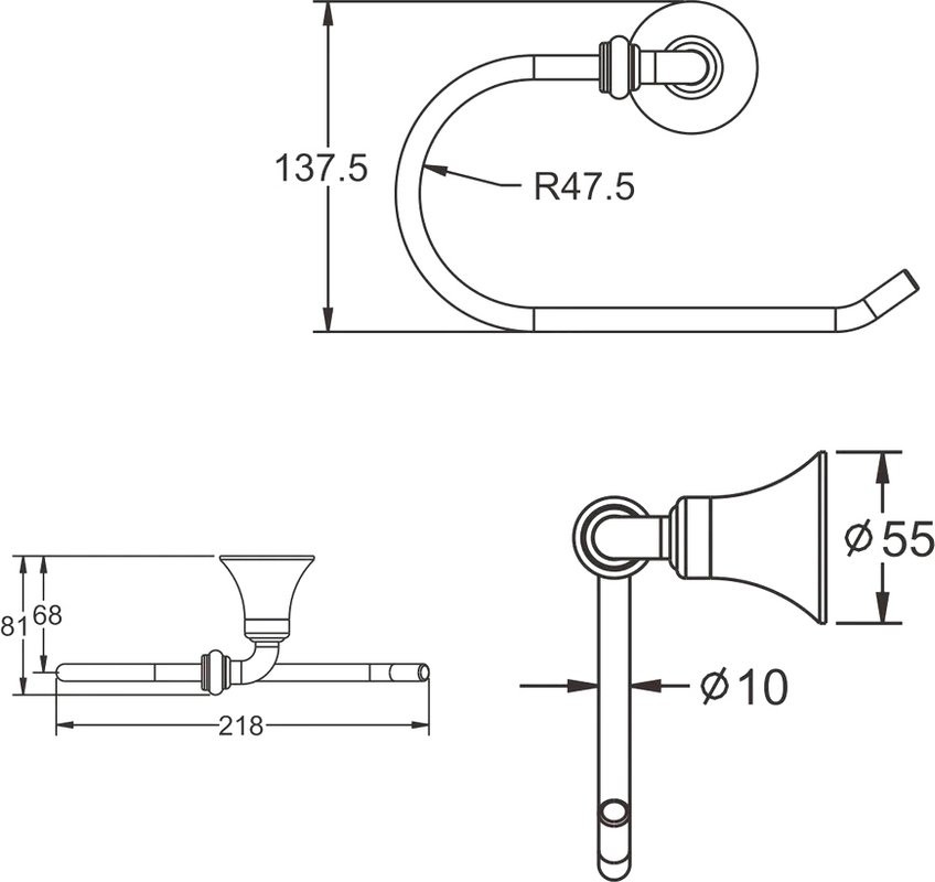 Полотенцедержатель Rose RG1206 хром