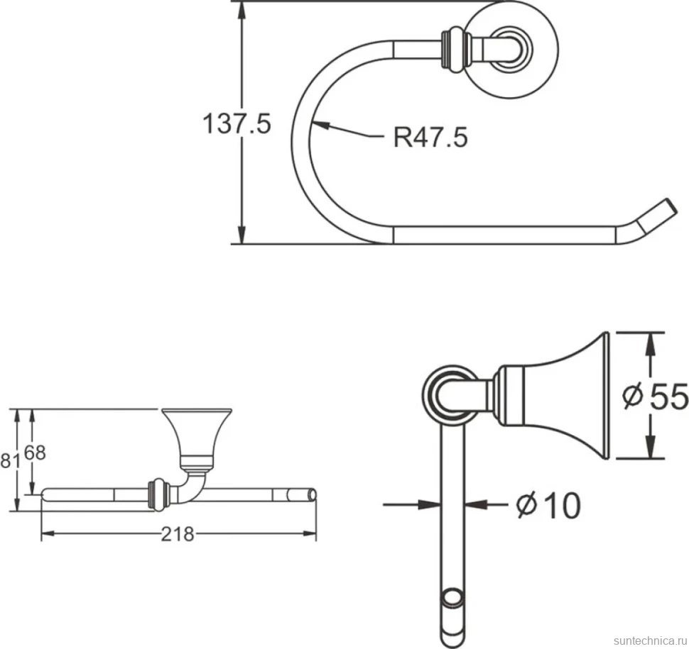 Полотенцедержатель Rose RG1206 хром