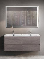Тумба с раковиной BelBagno Kraft 120 для двоих, 4 ящика, cemento grigio