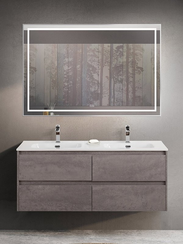 Тумба с раковиной BelBagno Kraft 120 для двоих, 4 ящика, cemento grigio