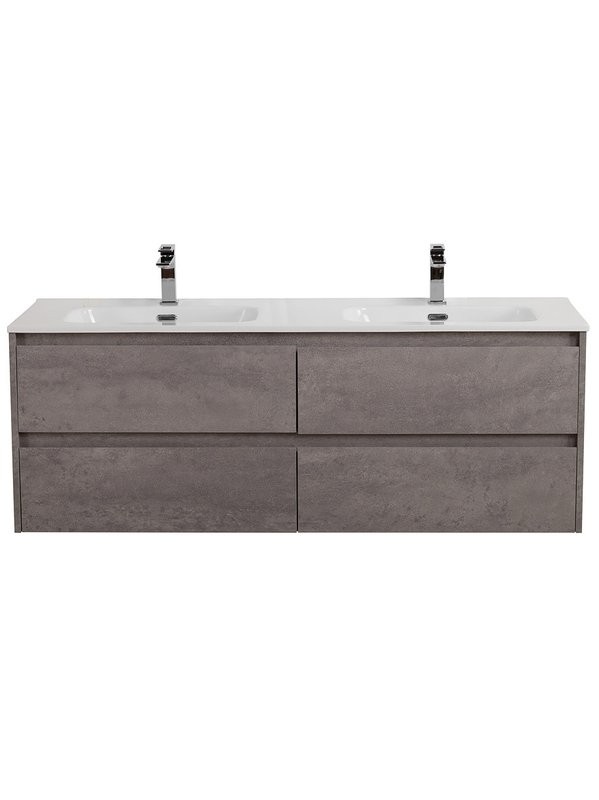 Тумба с раковиной BelBagno Kraft 120 для двоих, 4 ящика, cemento grigio