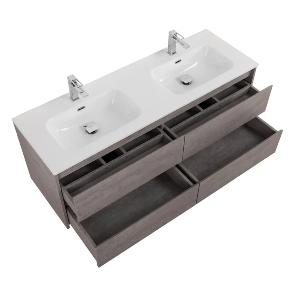 Тумба с раковиной BelBagno Kraft 120 для двоих, 4 ящика, cemento grigio