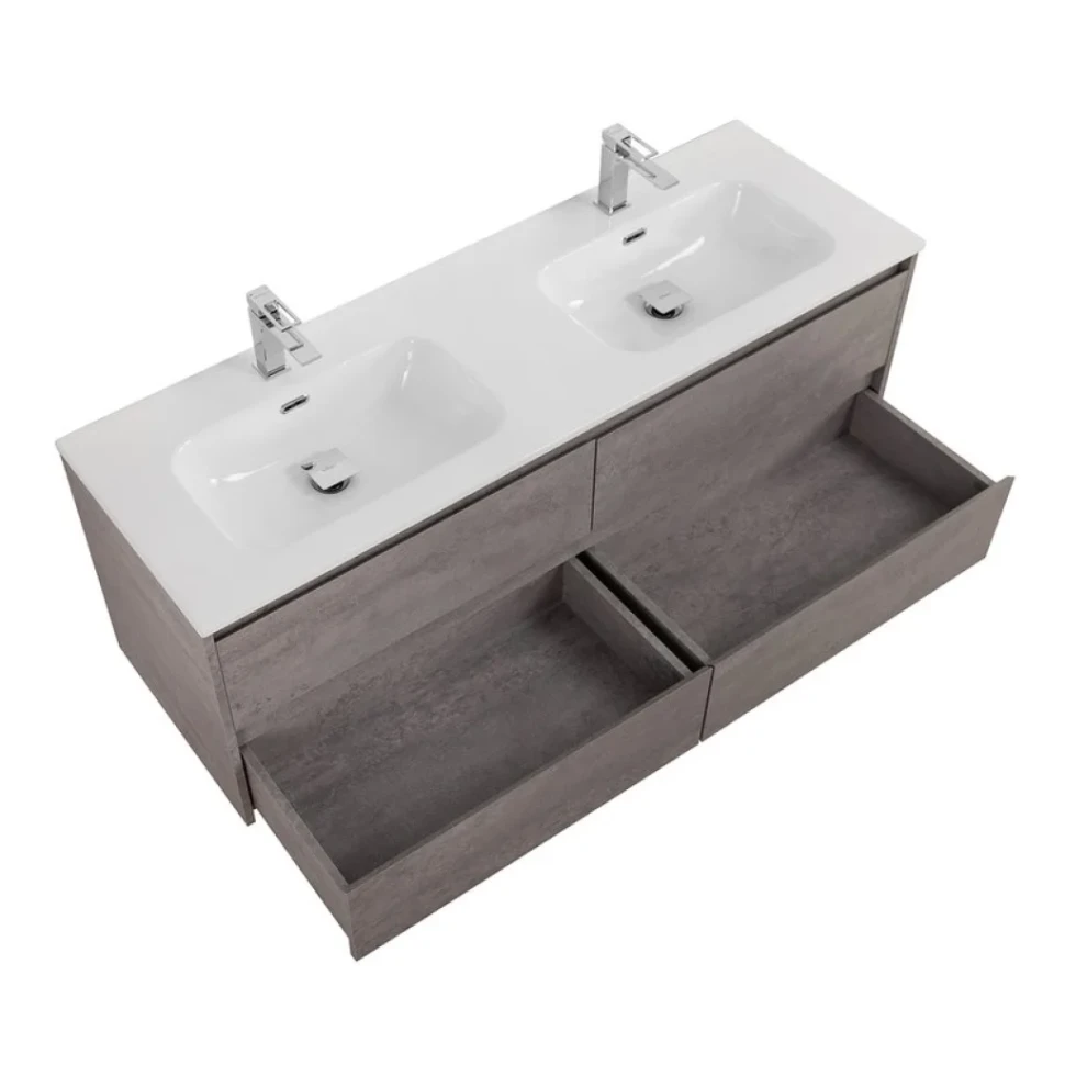 Тумба с раковиной BelBagno Kraft 120 для двоих, 4 ящика, cemento grigio