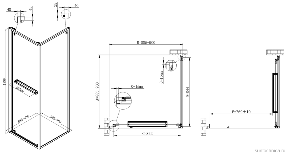 Душевой уголок Vincea Tesi VSRW-7TS9090CL 90х90 см, профиль хром, стекло прозрачное