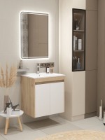 Тумба с раковиной Teymi Netta 60 дуб, белая