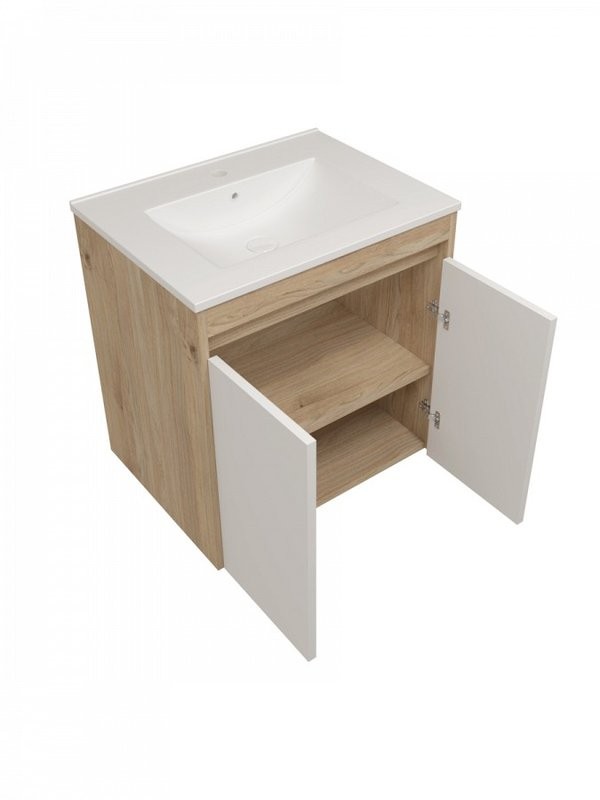 Тумба с раковиной Teymi Netta 60 дуб, белая