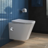 Комплект Унитаз подвесной BelBagno Due BB3103CHR-BS/SC с микролифтом, со смесителем и функцией биде + Звукоизоляция Geberit + Инсталляция Duofix Delta 458.149.21.1 с кнопкой смыва, хром