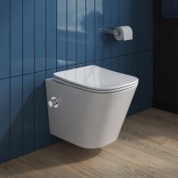 Комплект Унитаз подвесной BelBagno Due BB3103CHR-BS/SC с микролифтом, со смесителем и функцией биде + Звукоизоляция Geberit + Инсталляция Duofix Delta 458.149.21.1 с кнопкой смыва, хром