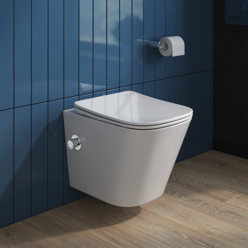 Комплект Унитаз подвесной BelBagno Due BB3103CHR-BS/SC с микролифтом, со смесителем и функцией биде + Звукоизоляция Geberit + Инсталляция Duofix Delta 458.149.21.1 с кнопкой смыва, хром