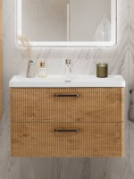 Тумба с раковиной BelBagno Due 80 ручки матовый темный никель, rovere nature