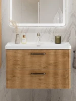 Тумба с раковиной BelBagno Due 80 ручки матовый темный никель, rovere nature