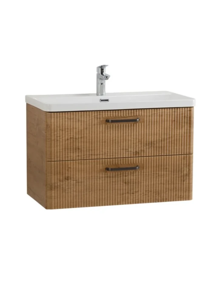 Тумба с раковиной BelBagno Due 80 ручки матовый темный никель, rovere nature