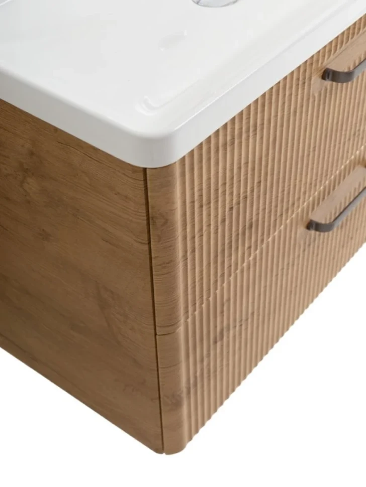 Тумба с раковиной BelBagno Due 80 ручки матовый темный никель, rovere nature