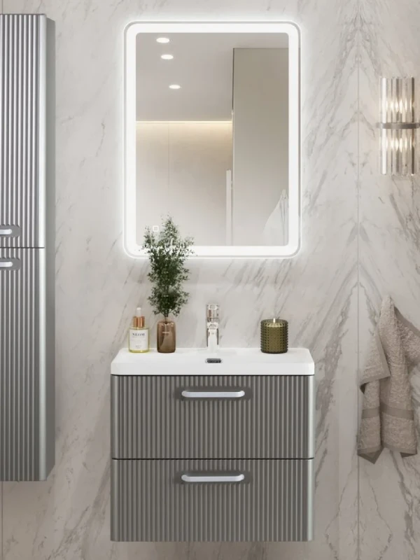 Мебель для ванной комнаты BelBagno Due 50 ручки белые, сатин