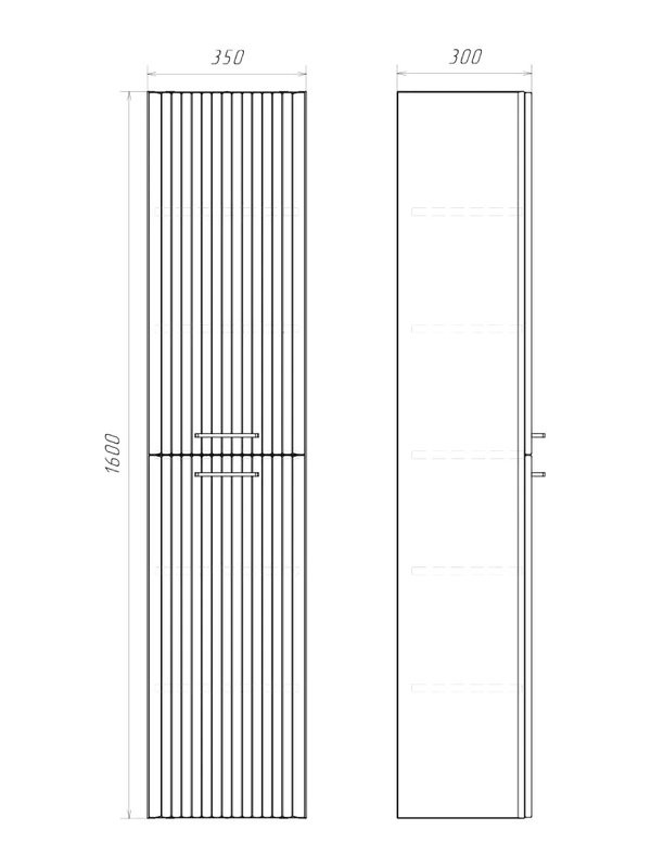Шкаф-пенал для ванной Comforty Ангара 35 подвесной, темно-коричневый дуб
