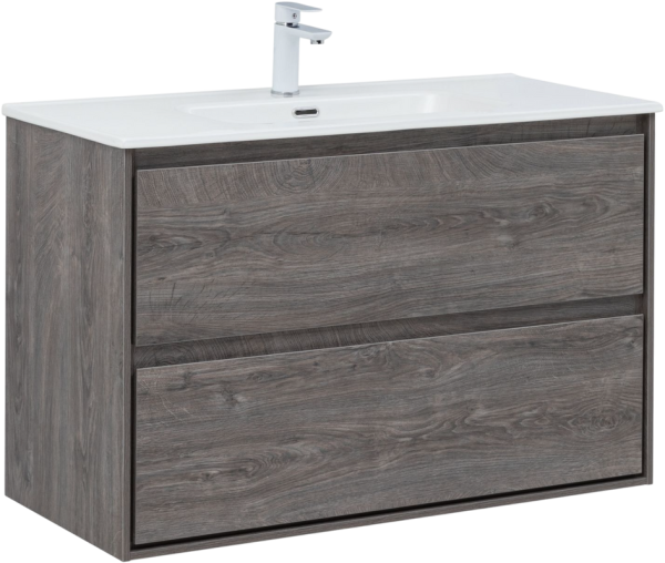 Тумба с раковиной Aquanet Милан 100 подвесная, дуб рошелье