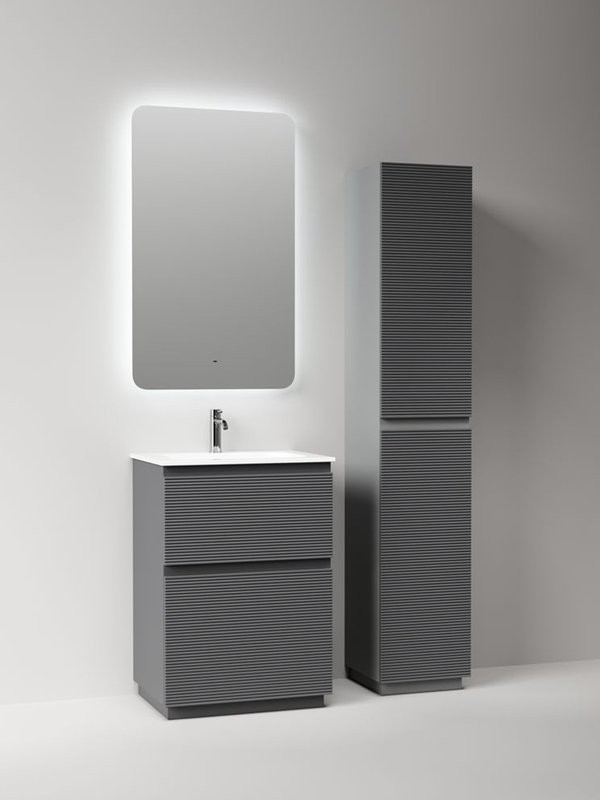 Мебель для ванной комнаты Sancos Folk Floor 60 напольная, grey soft, раковина CN7011