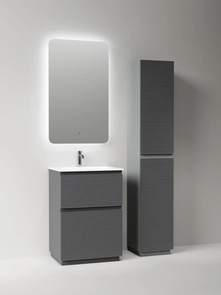 Мебель для ванной комнаты Sancos Folk Floor 60 напольная, grey soft, раковина CN7011