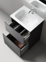 Мебель для ванной комнаты Sancos Folk Floor 60 напольная, grey soft, раковина CN7011