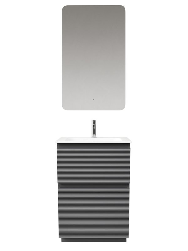 Мебель для ванной комнаты Sancos Folk Floor 60 напольная, grey soft, раковина CN7011