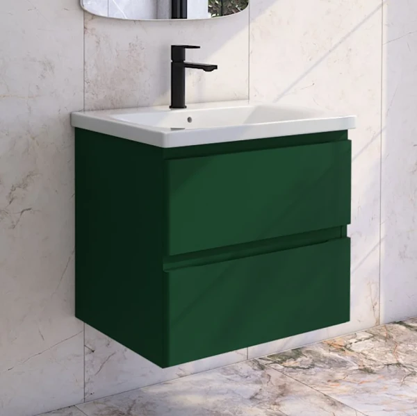 Тумба с раковиной Caprigo Forte 65 подвесная, бутылочное стекло
