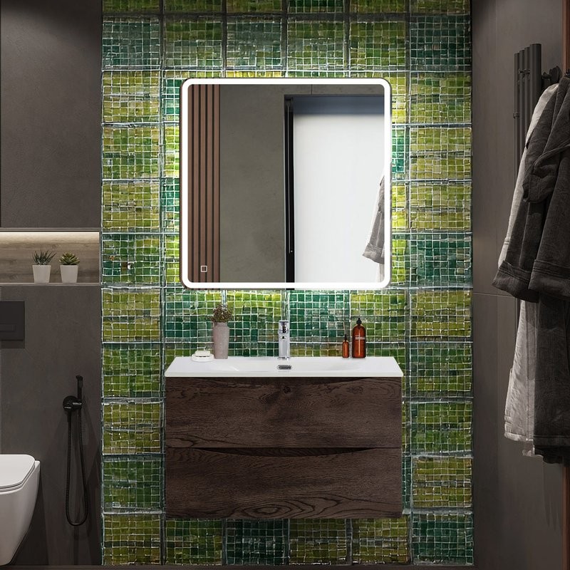 Тумба под раковину BelBagno Marino-cer-n 80 подвесная, rovere nature grigio