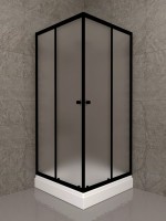 Душевой уголок Triton Вента БВ 80х80 см, с поддоном, профиль матовый черный, стекло матовое