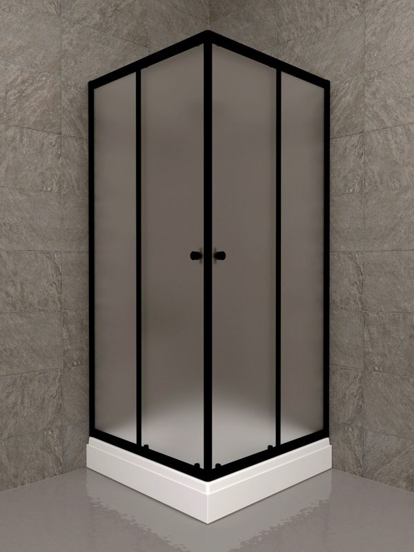 Душевой уголок Triton Вента БВ 80х80 см, с поддоном, профиль матовый черный, стекло матовое